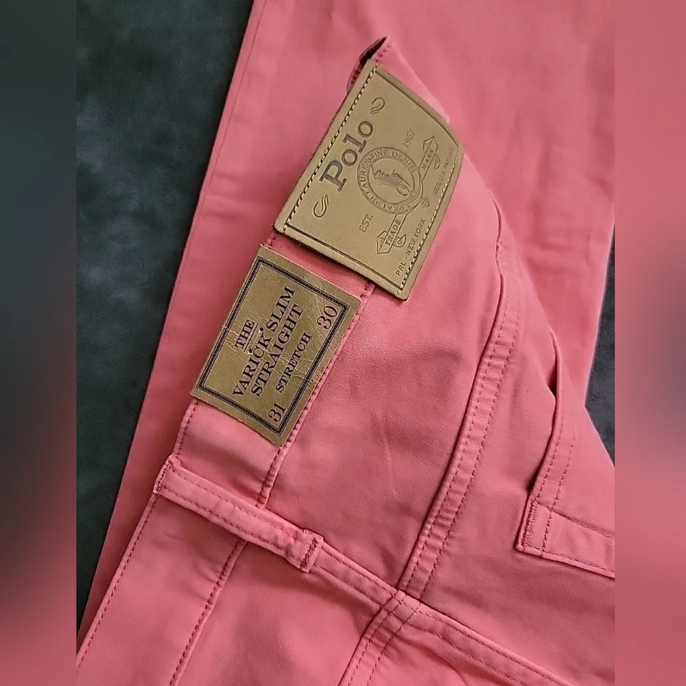 NWT Men POLO RALPH LAUREN Red Varick Slim Straight Stretch Sateen Casual Pants - Picture 10 of 11
